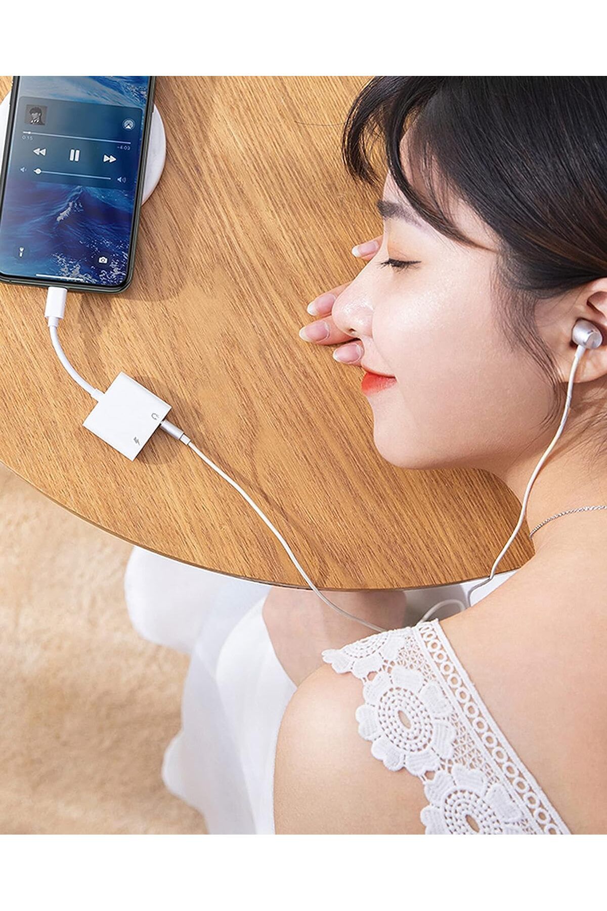 COOYA-Headphone Adapter for iPhone,2 in 1 Lightning to 3.5mm Audio Dongle Accessory,for All iOS System 7