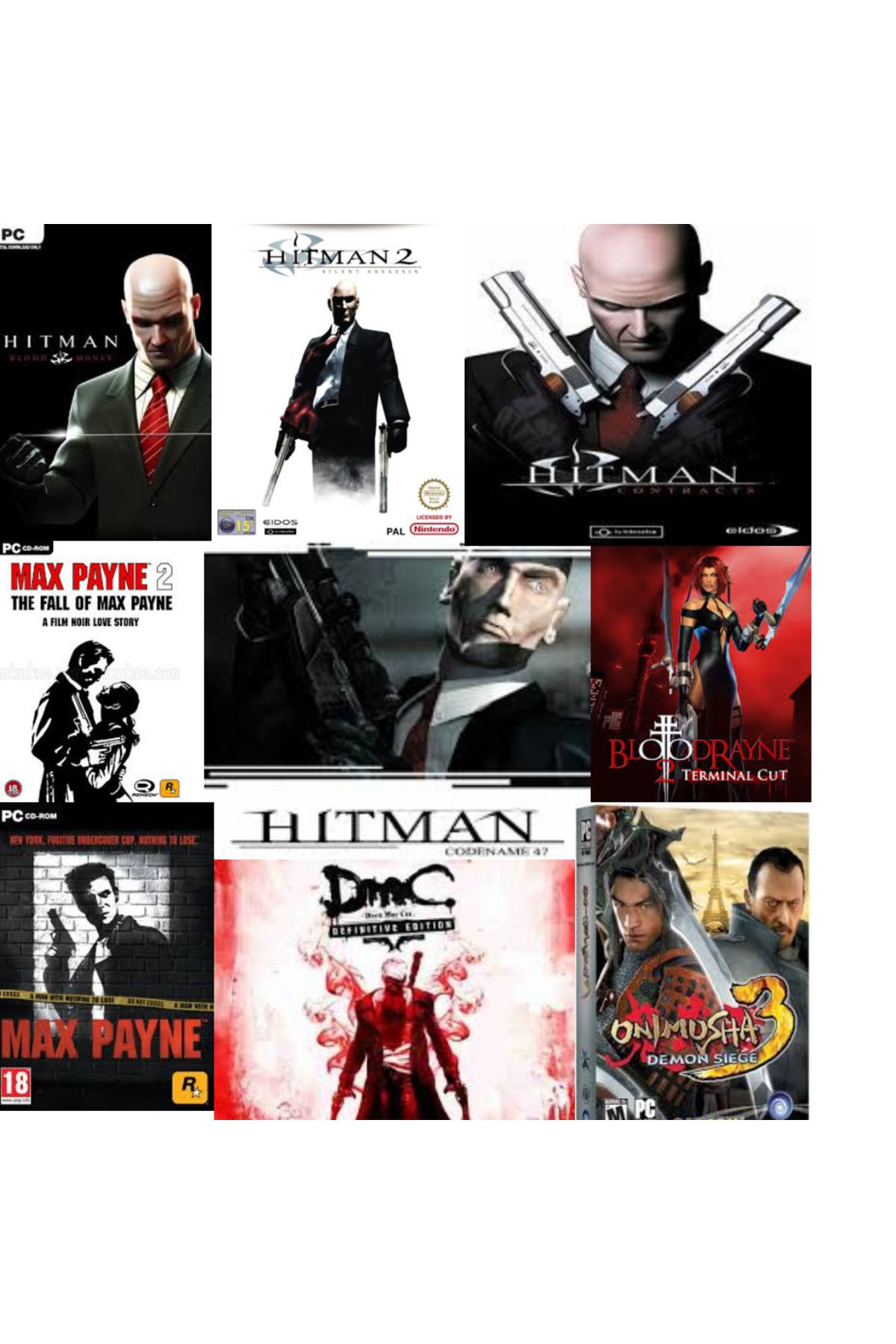 Tigdes Pc game Windows Uyumlu Hitman,Maxpayne,Onimusha Collection 9 Oyunluk Özel Seri Dvd