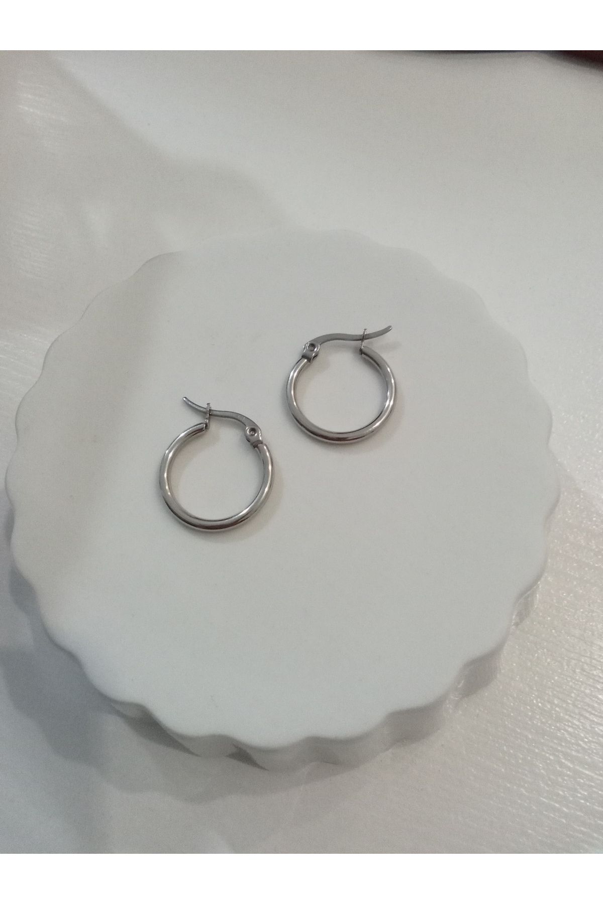 stainles steel-Silver Hoop Earrings 2 cm 3