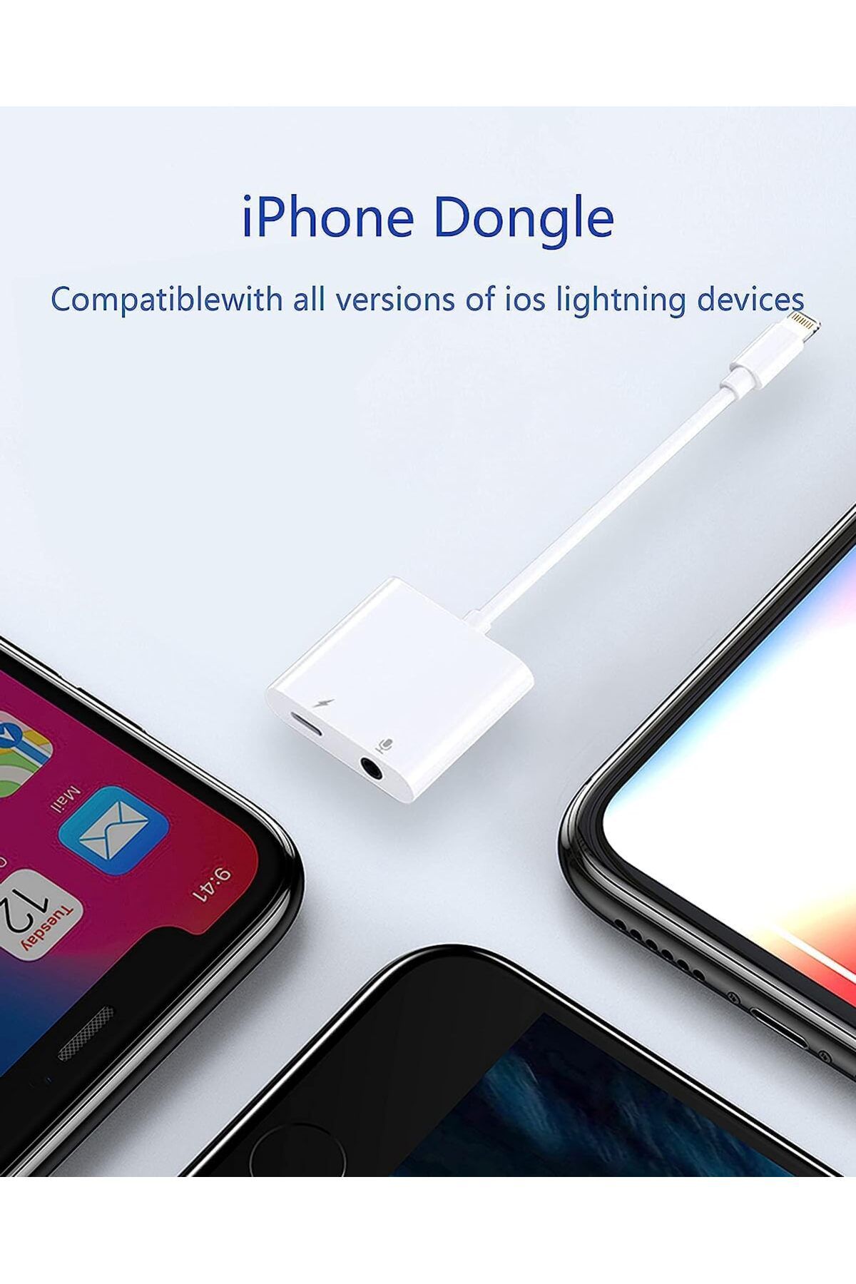 COOYA-Headphone Adapter for iPhone,2 in 1 Lightning to 3.5mm Audio Dongle Accessory,for All iOS System 5