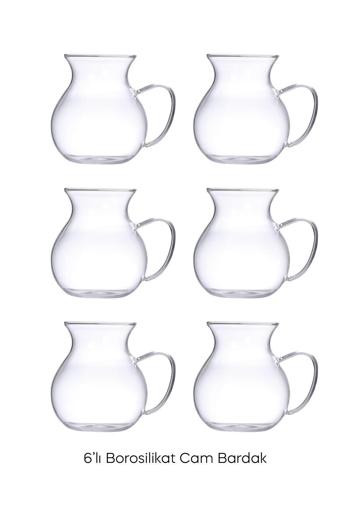 Mirilliahome-6-Piece Keyfi Ala Borosilicate Glass Tea Cup with Handle 220ml Cup 3