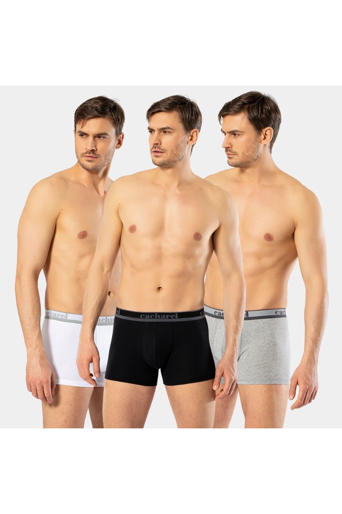 Cacharel Erkek 3'lü Boxer 1337/Beyaz-Gri-Siyah