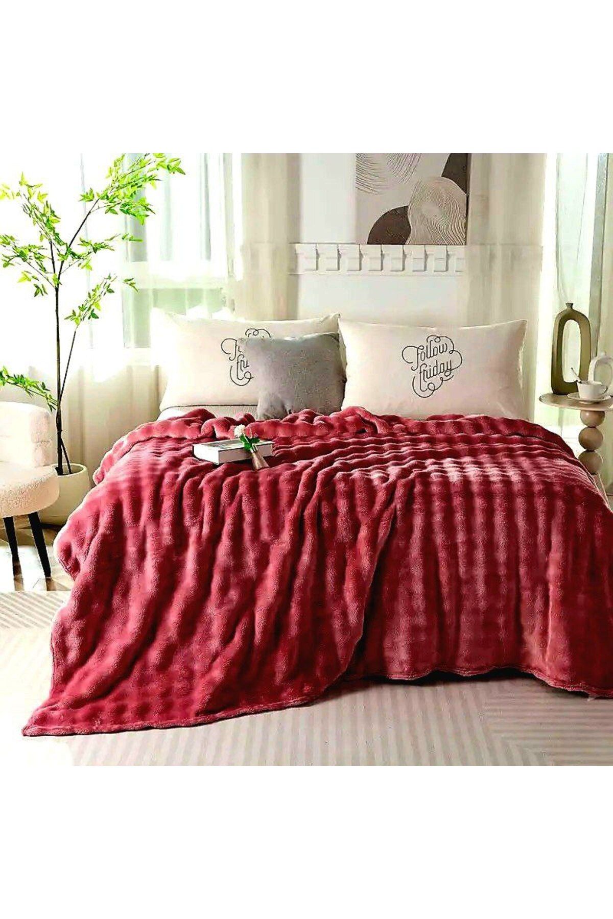 baladı home ev tekstil home collection BORDO puf çift kişilik battaniye buble ( 1 parça ) kaliteli ürün