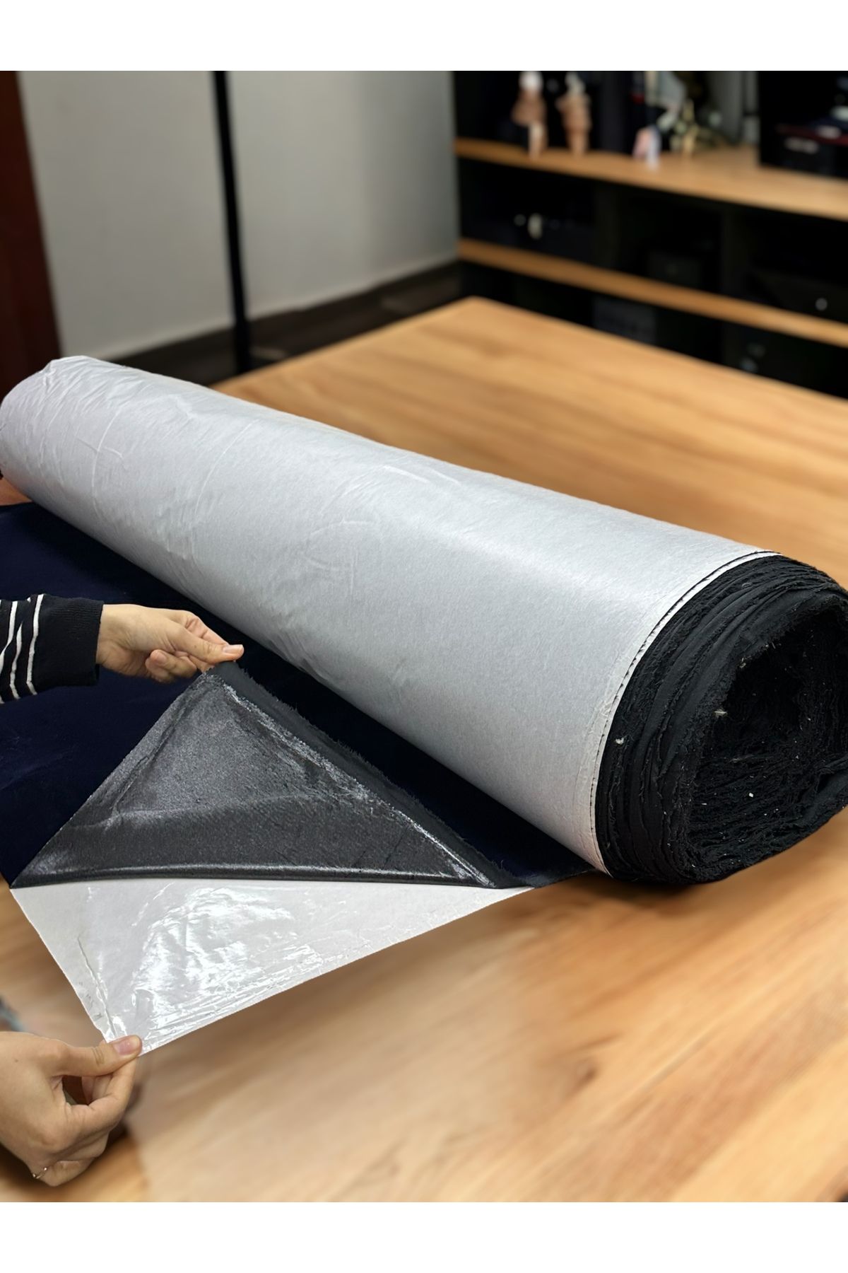 Yapışkanlı Lacivert Süet Kadife Kumaş 150 X 100cm Kaplama Kumaş Ev Tekstili, Araç Kaplama