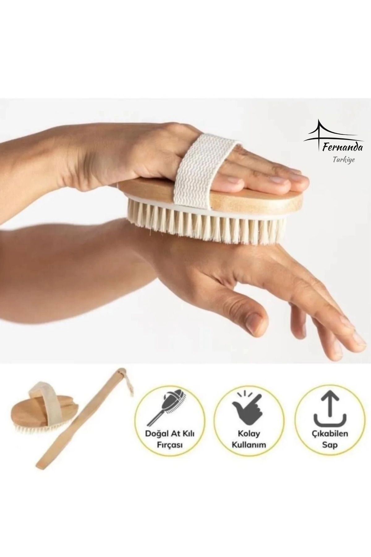 Fernanda-Special Series 100% Natural Horsehair Bath Brush Cellulite Dry Massage Tool Skin Crack Remover - 3 Pcs 3