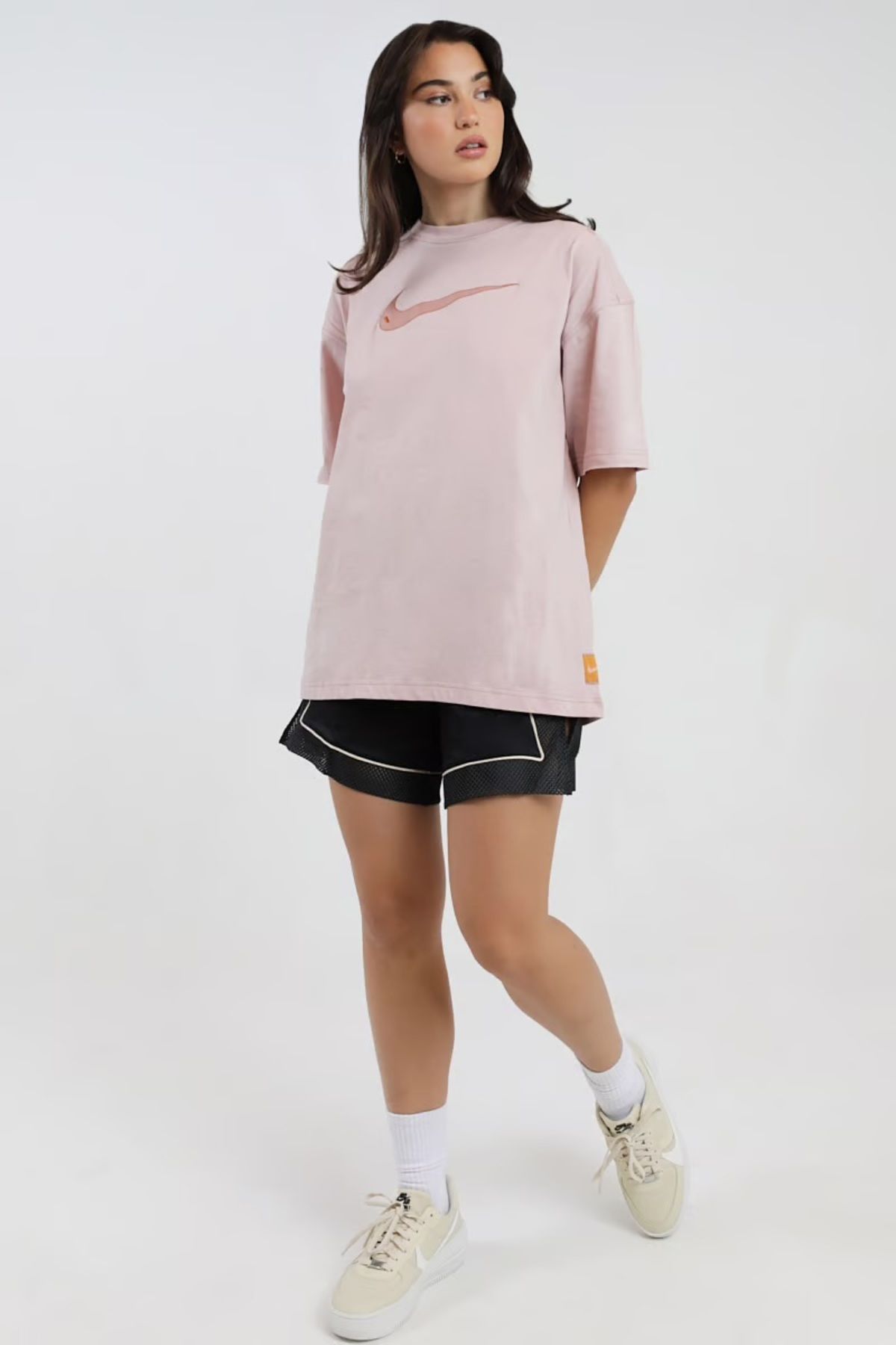 Nike-Sportswear Swoosh Oversize Pink Women's T-Shirt 2