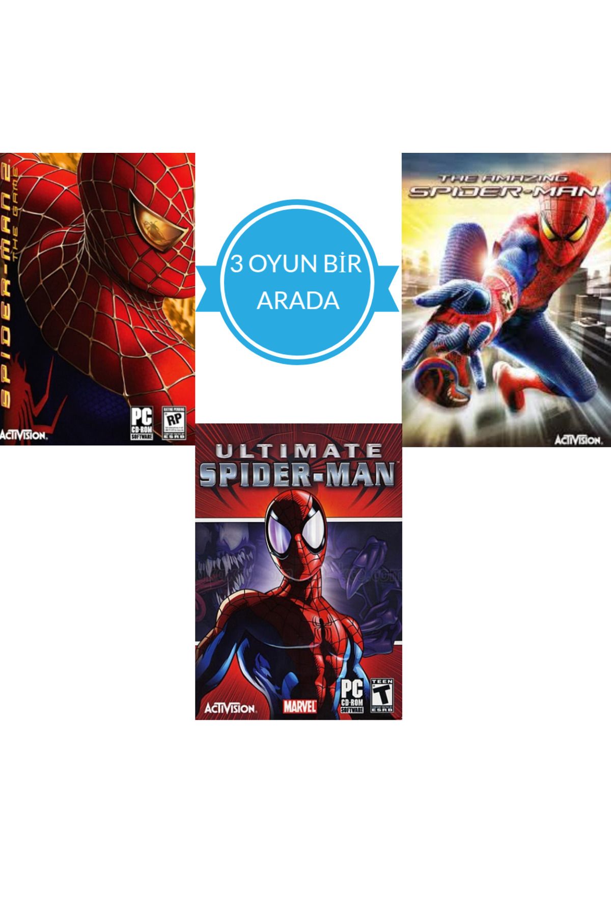 Tigdes Pc game Windows Uyumlu Spider Man 3 Lü Set Dvd Bilgisayar Oyunu