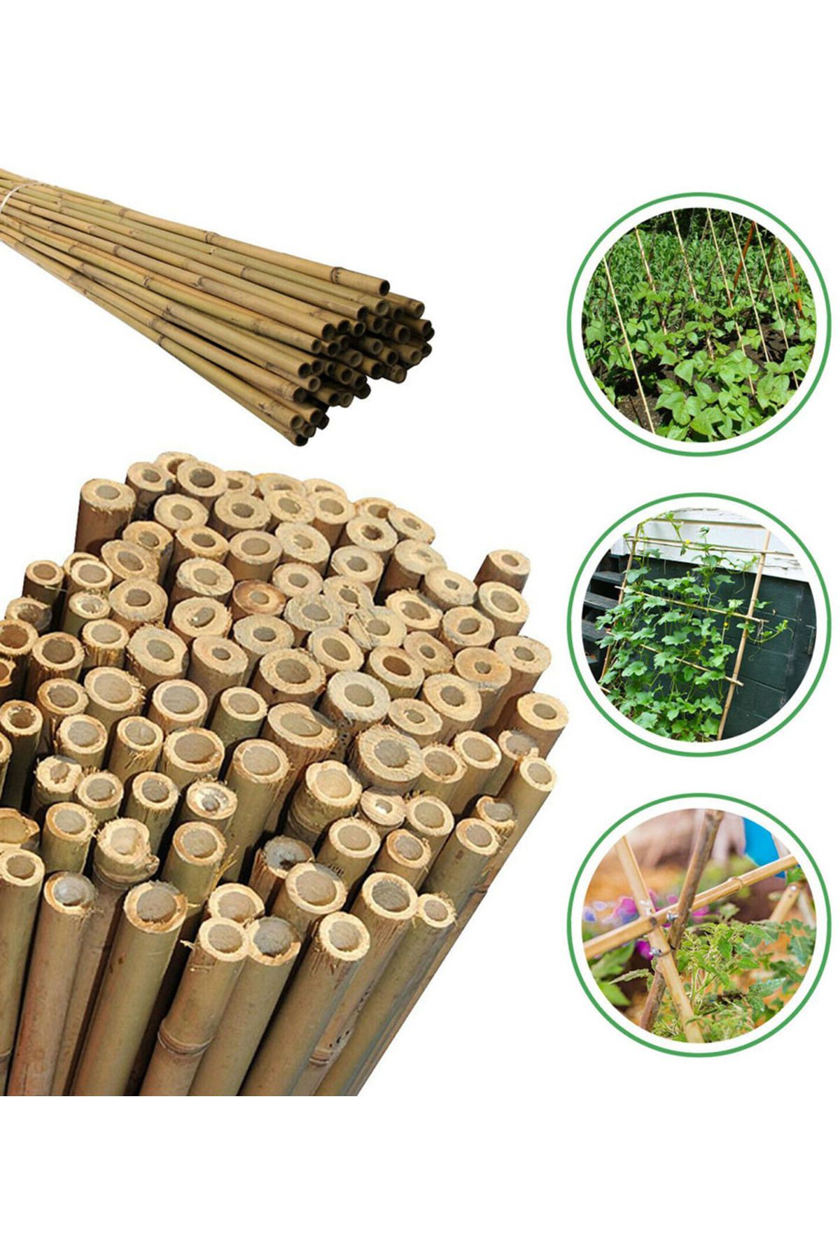 SOSC Doğal Bambu Bitki Destek Çubuğu 120 Cm 10 Adet 8-10 mm