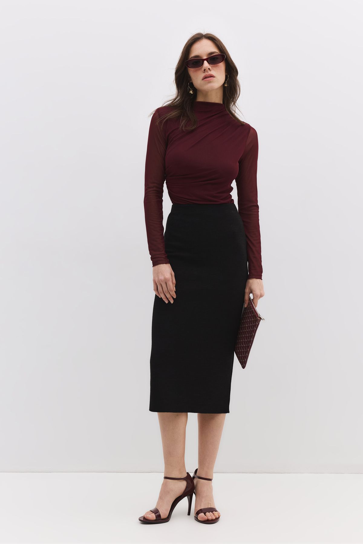 No Matter What-Slit Stretch Midi Skirt 1