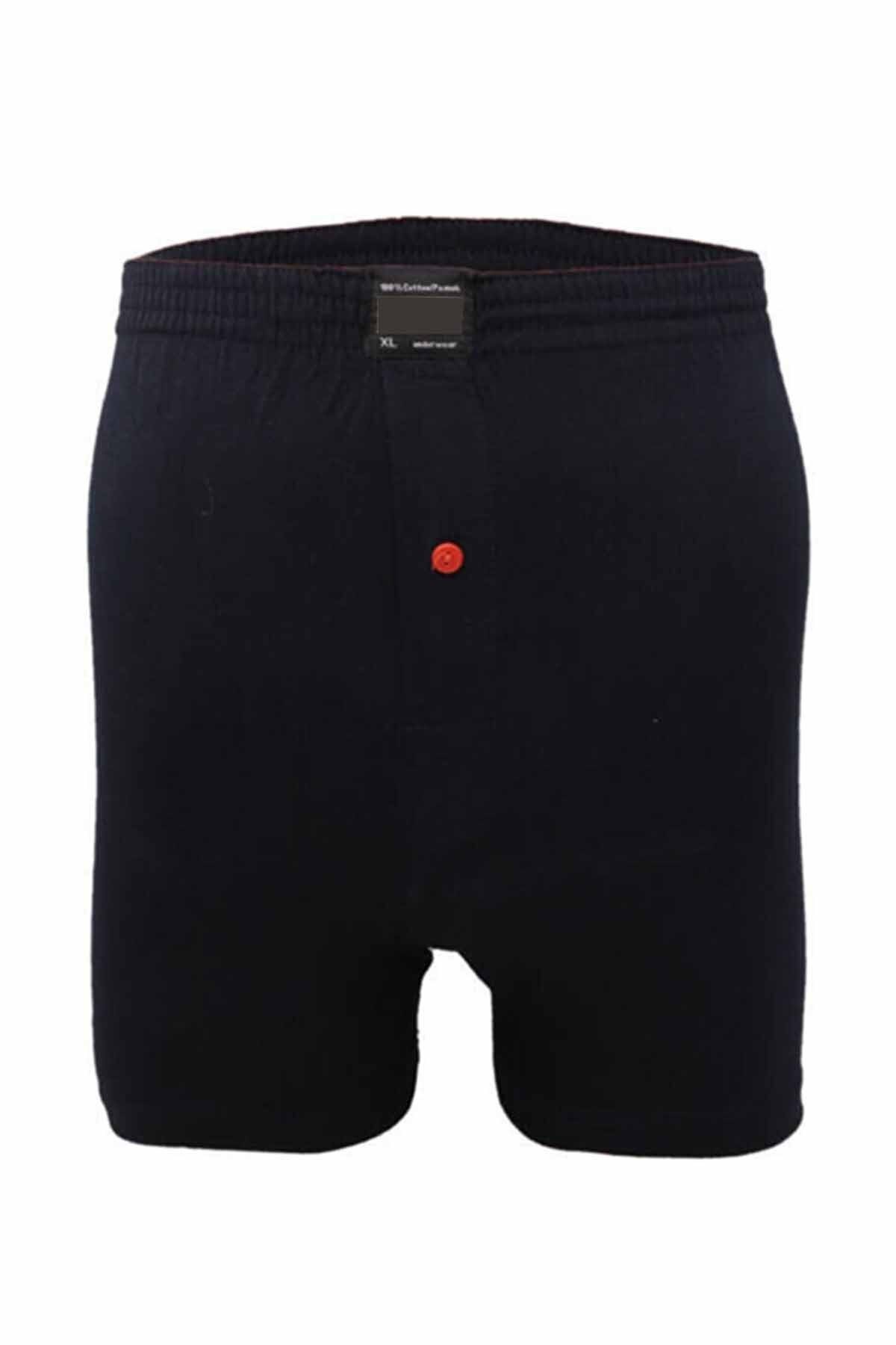 just cheap store-Buttoned Cotton Men's Combed Cotton Boxers Navy Blue - 1146A 1