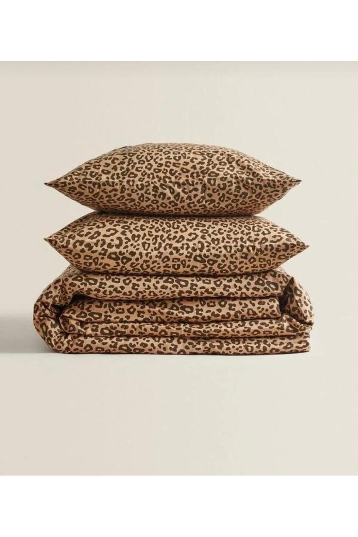Belsina Home-Siberian Leopard Pattern Oversized Fitted Sheet Set + 2 Covered Pillow Cases 1