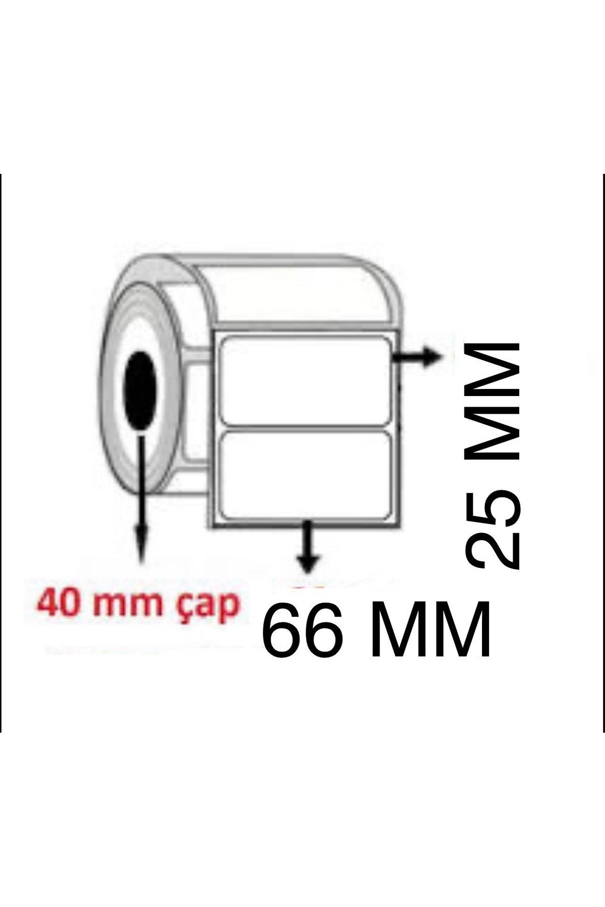 LABEL WORLD Boş Yapışkanlı Etiket P.P Opak Etiket 66mm X 25mm Termal Rulo