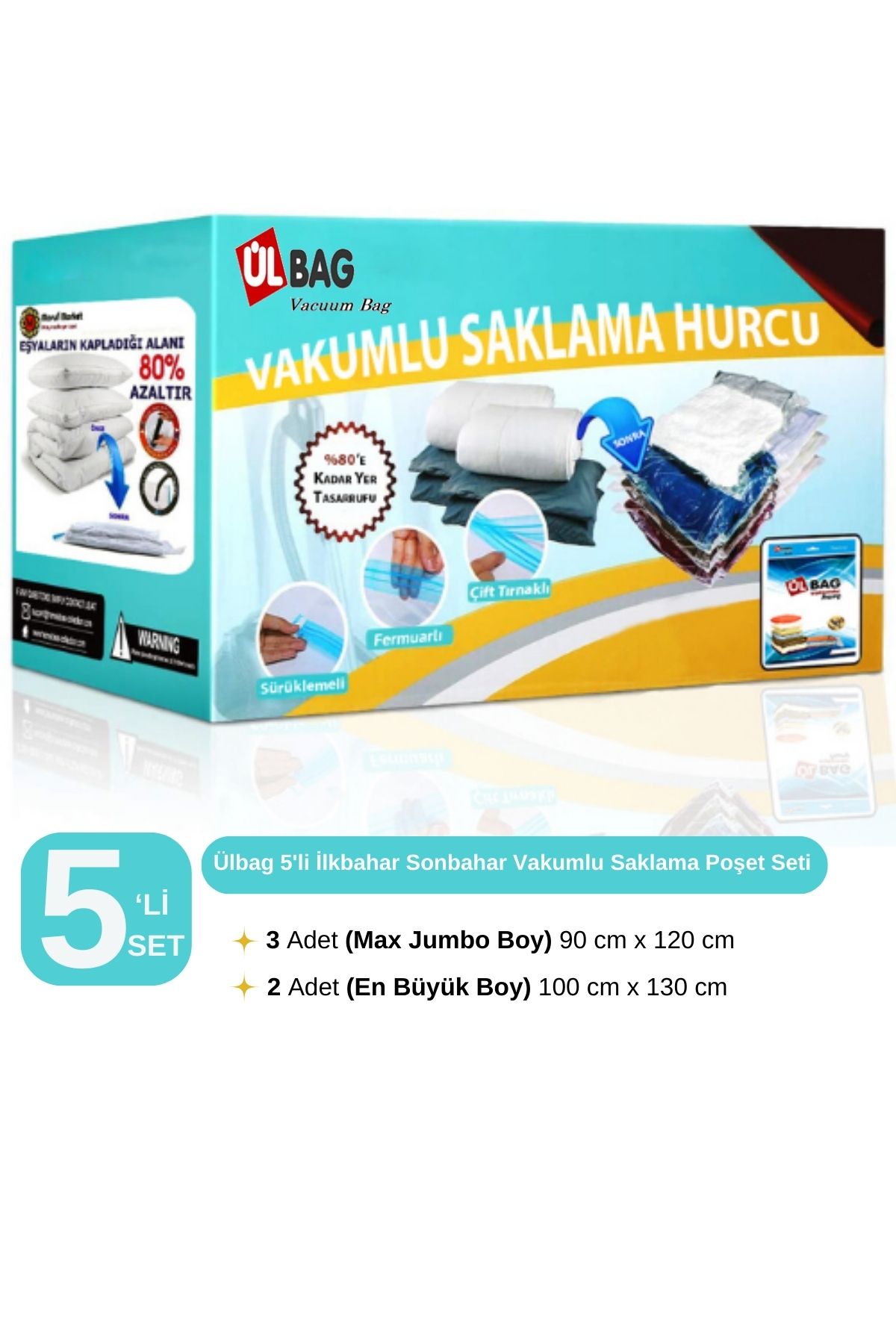 ÜLBAG Set De 5 Saci Jumbo De Primăvară Toamnă Pentru Aspirator Cele Mai Mari Dimensiuni Saci Pentru Aspirator - One Size