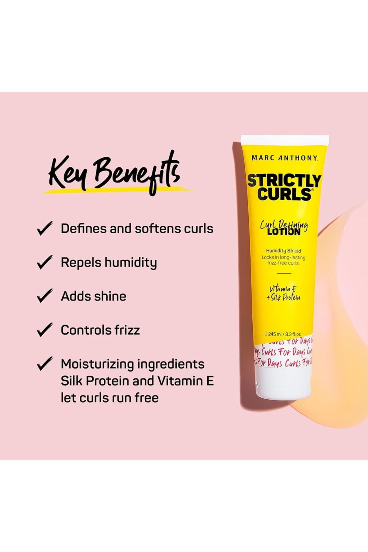MARC ANTHONY-Strictly Curls - Curl Defining Lotion, Infused With Vitamin E & Silk Protein - 245Ml 3