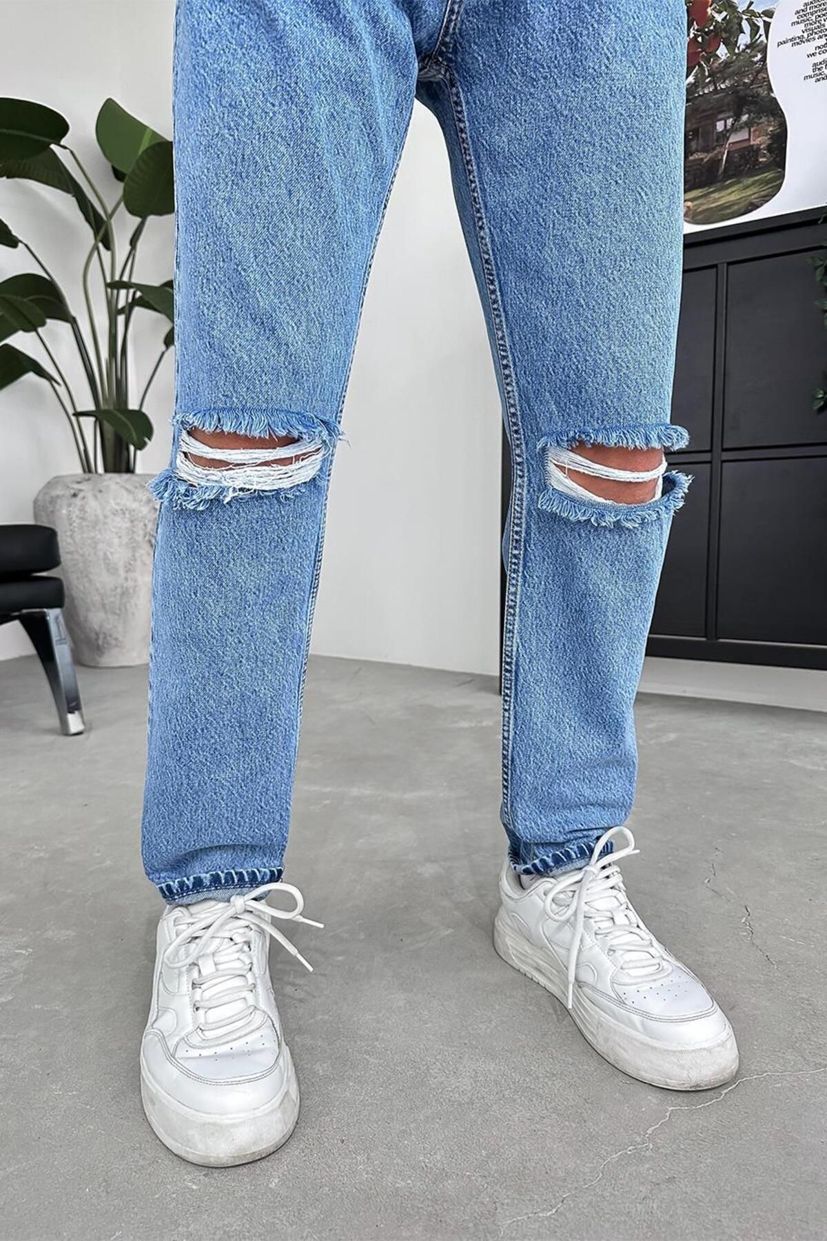 HAFKAGİYİM-Dark Blue Array Ripped Rj1 Dif Regular Pants 2
