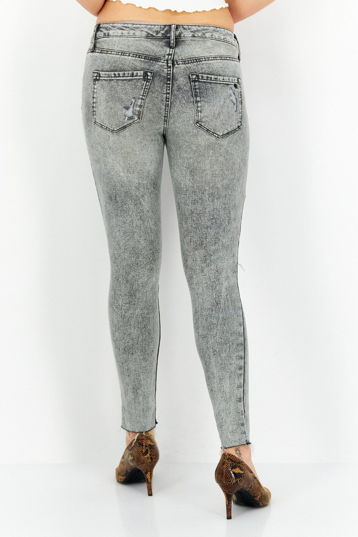 Jessica Simpson-Women Skinny Fit Washed Stretchable Denim Jeans, Grey 2