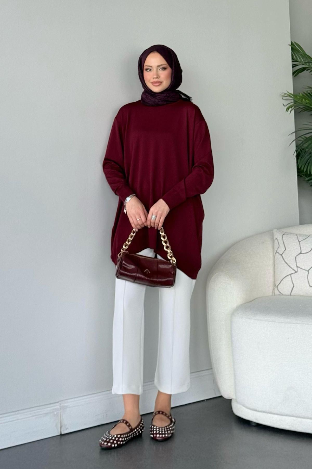 HAZA MODA-Claret Red Helena Tunic 2