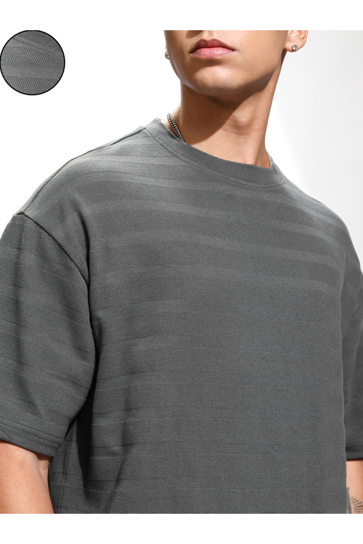 Highlander By Styli-Self Design Round Neck T-Shirt and Shorts 5