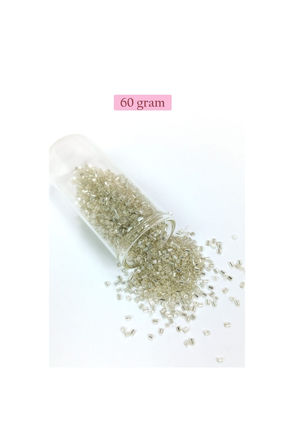 maarketim Kesme Cam Boncuk 2mm - 60 Gram - Şeffaf Gümüş