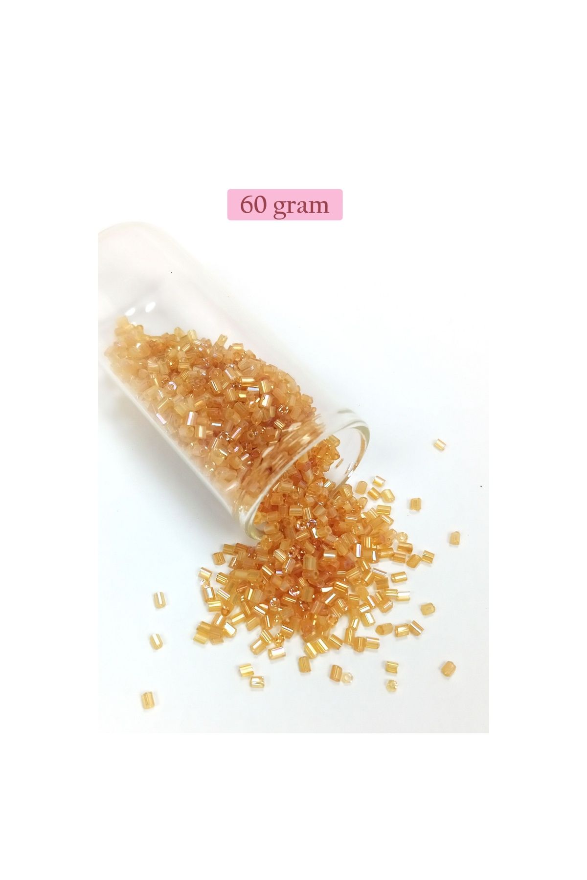 maarketim Kesme Cam Boncuk 2mm - 60 Gram - Şeffaf Altın