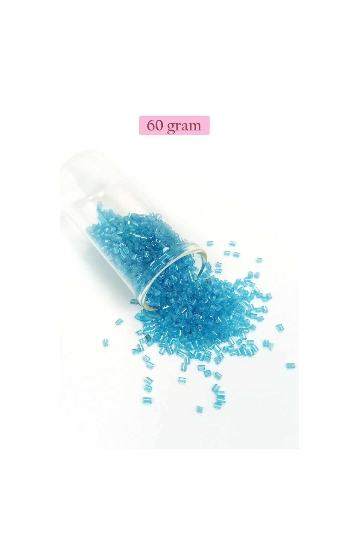 maarketim Kesme Cam Boncuk 2mm - 60 Gram - Şeffaf Turguaz