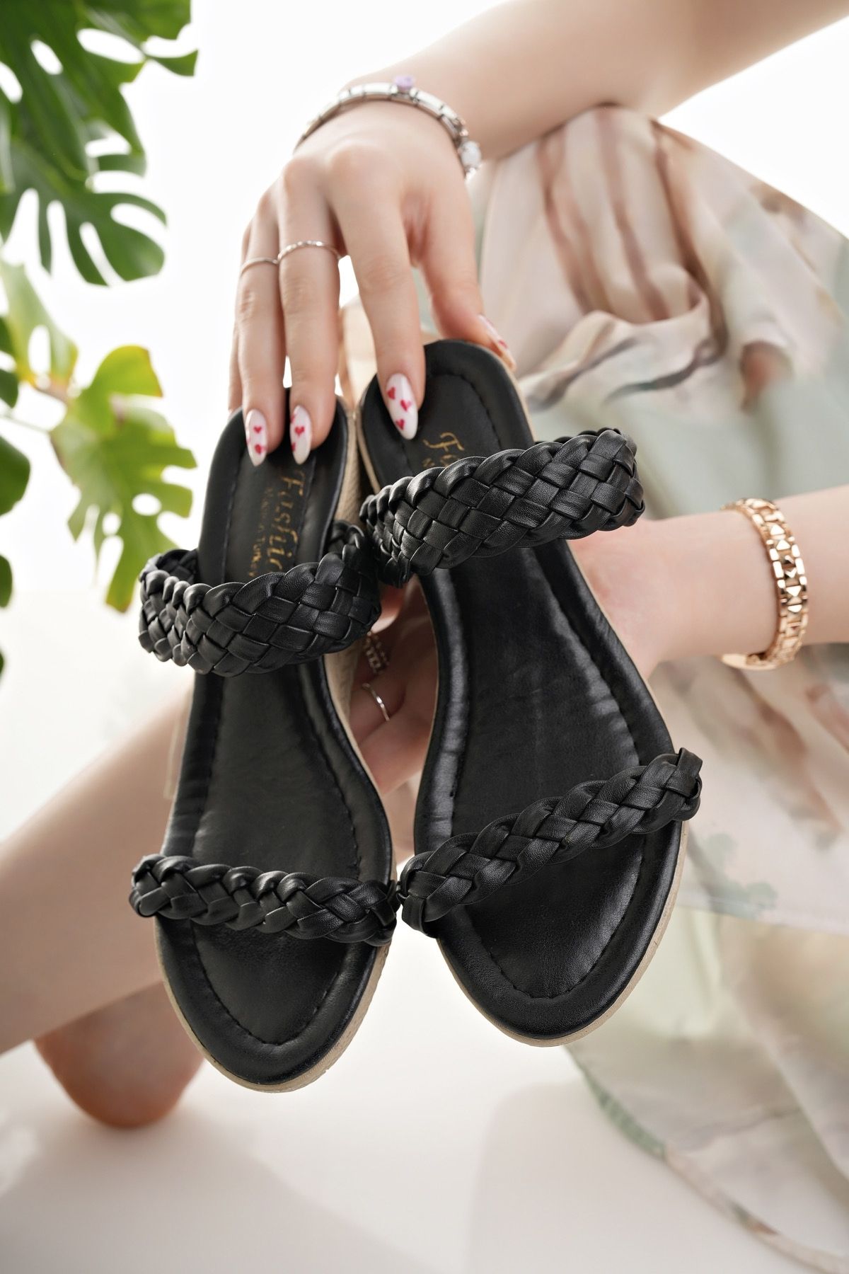 Modafırsat-Women's Slippers Black Sandals Stylish Summer Work Office Daily Shoes 4