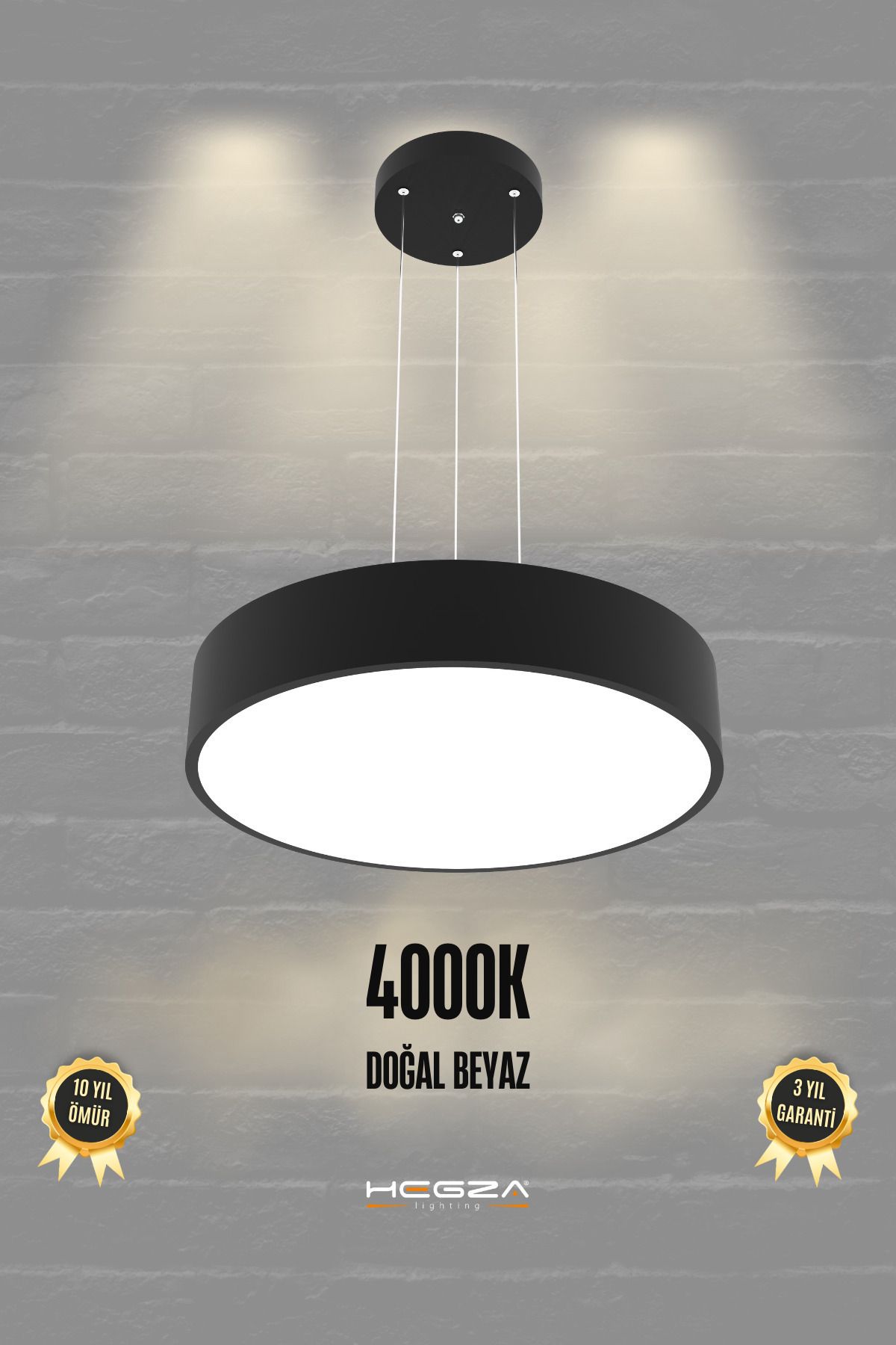 Hegza Lighting-طبلة LED حديثة مقاس 40 سم - علبة سوداء، ضوء أبيض طبيعي، ثريا لغرفة المعيشة وغرفة المعيشة والمطبخ 1