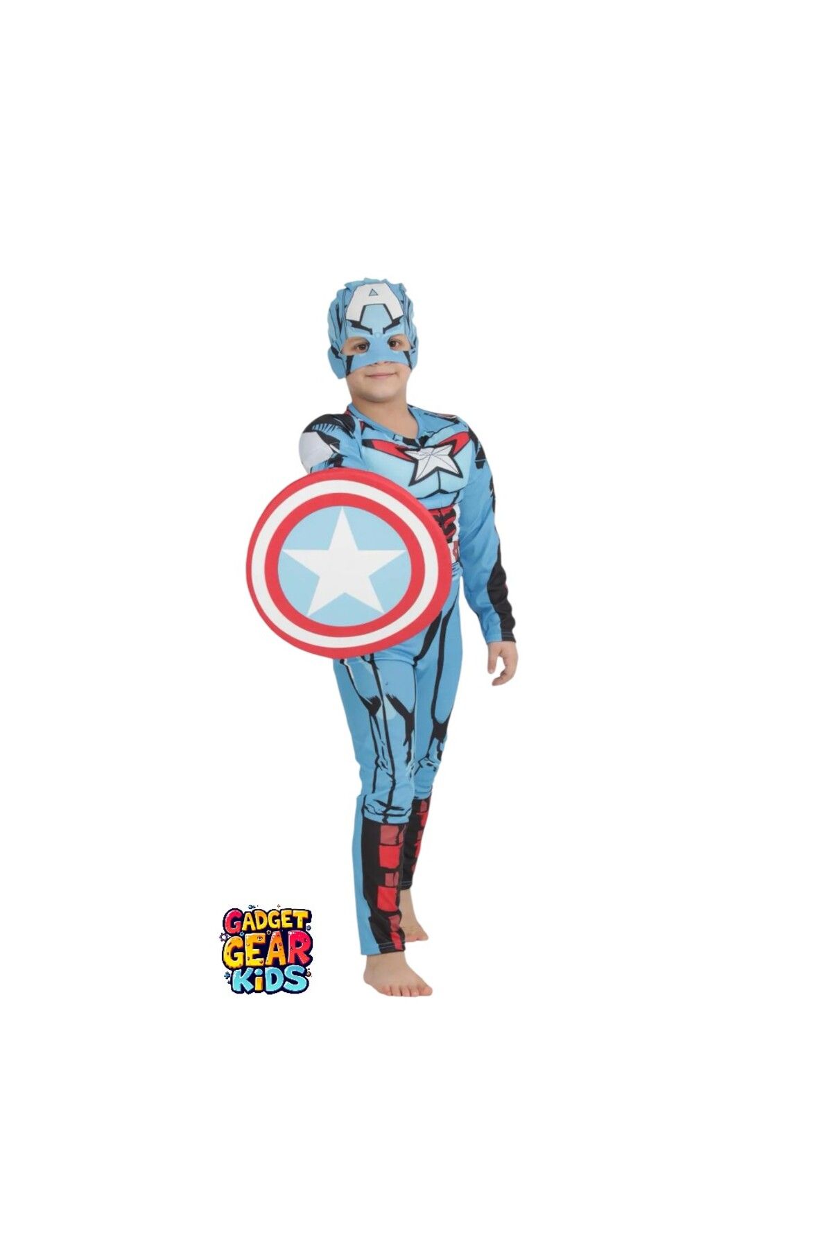 Gadget Gear-Captain America Children's Costume – Model with Shield and Muscle 3