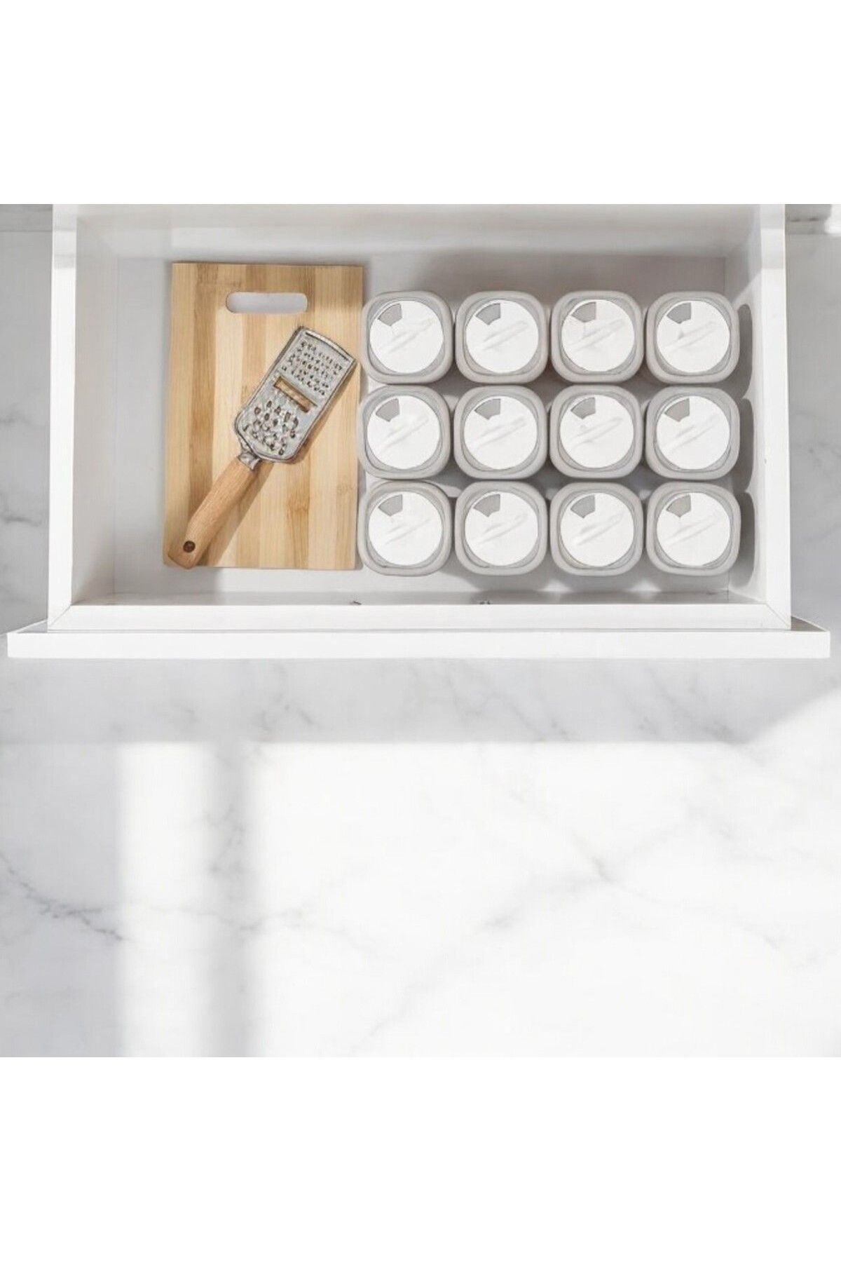 Home-Mia 6S 360 °   Fresh-Keeping Spice Rack Set with Swivel, Airtight Lid-Spice Rack Storage Container Beige 3