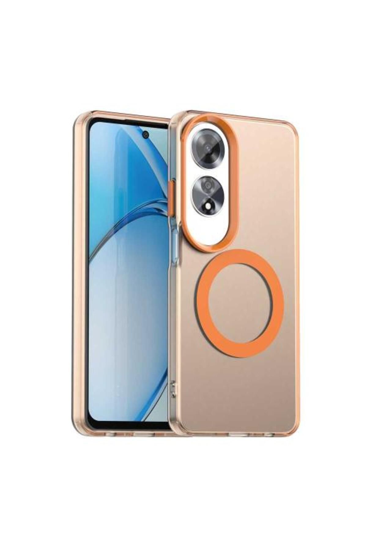 Deppo Trend Oppo A60 Uyumlu Kılıf Buzlu Mat Sararmayan Magsafe İçin Uygun Renkli Manyetik Sert Kapak