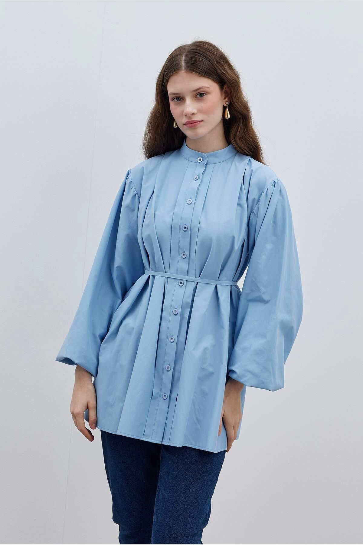 Fahhar-Blue Judge Collar Women's Shirt 1