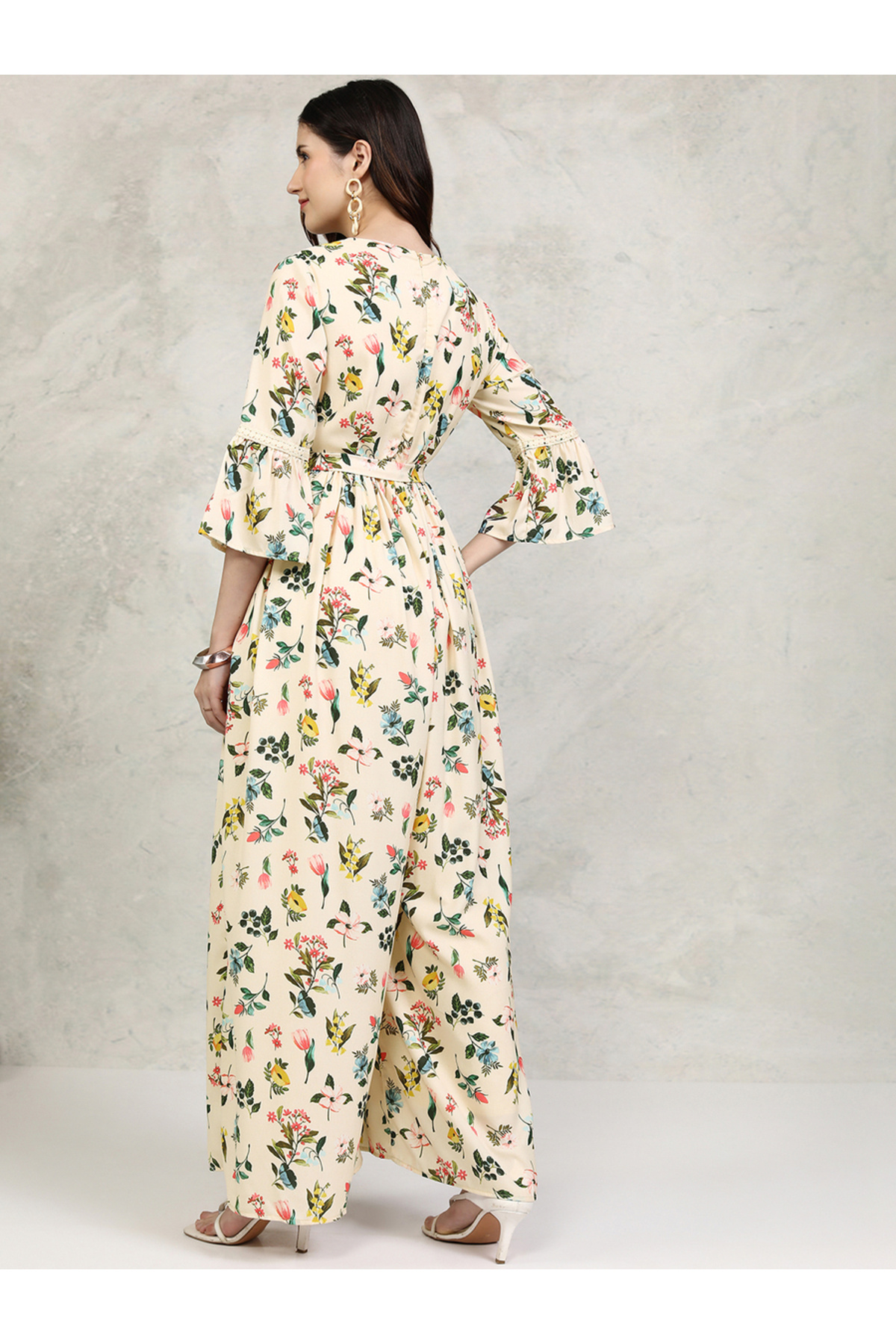 Vishudh By Styli-All-Over Floral Print Straight Leg Jumpsuit with Tie-Up Belt 3