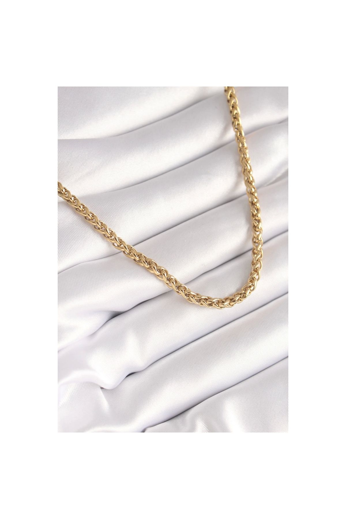 Narnuga 316L Çelik Gold Renk Burgu Zincir Model Kadın Kolye - TJ-BKO8446