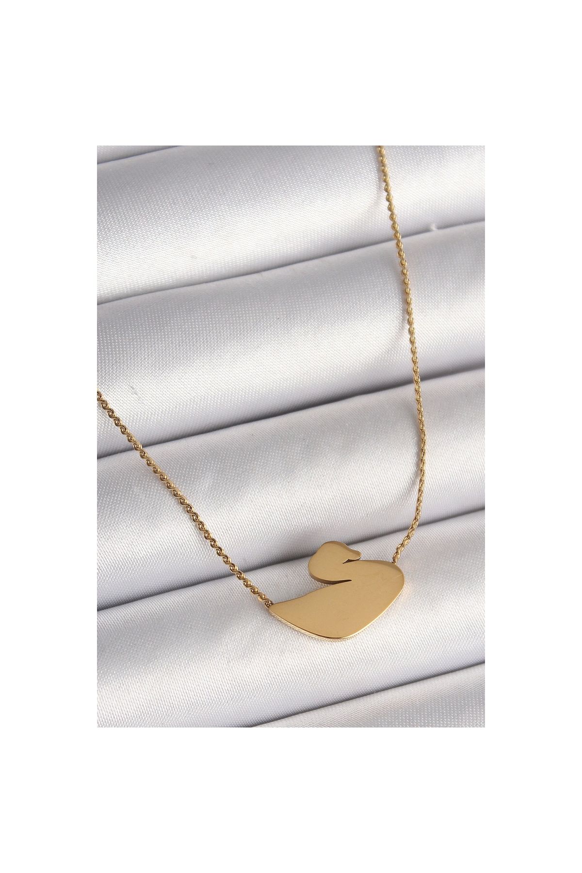 Narnuga 316L Çelik Gold Renk Zincir Kuğu Model Kadın Kolye - TJ-BKO9873