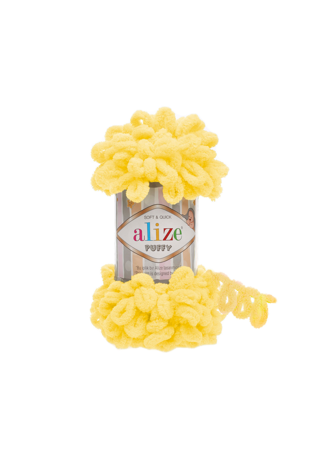 Alize Puffy 1 Adet 216 El Örgü Ipliği Elle Örülen Kalpli Yastık Bebek Battaniyesi Örgü Ipi 216 Koyu Sarı