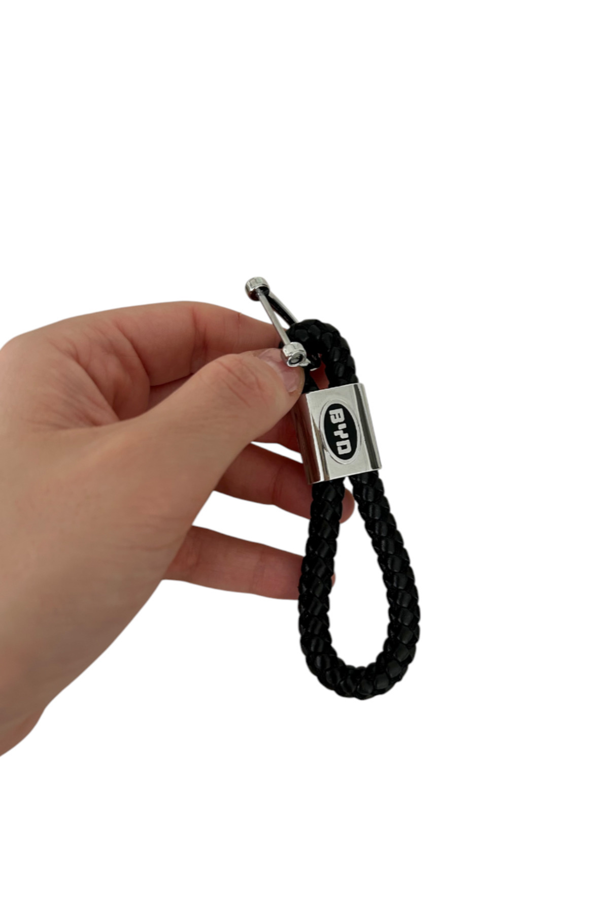 RoseTR-Black Leather Braided Byd Keychain Accessory Compatible with Han Seal 4