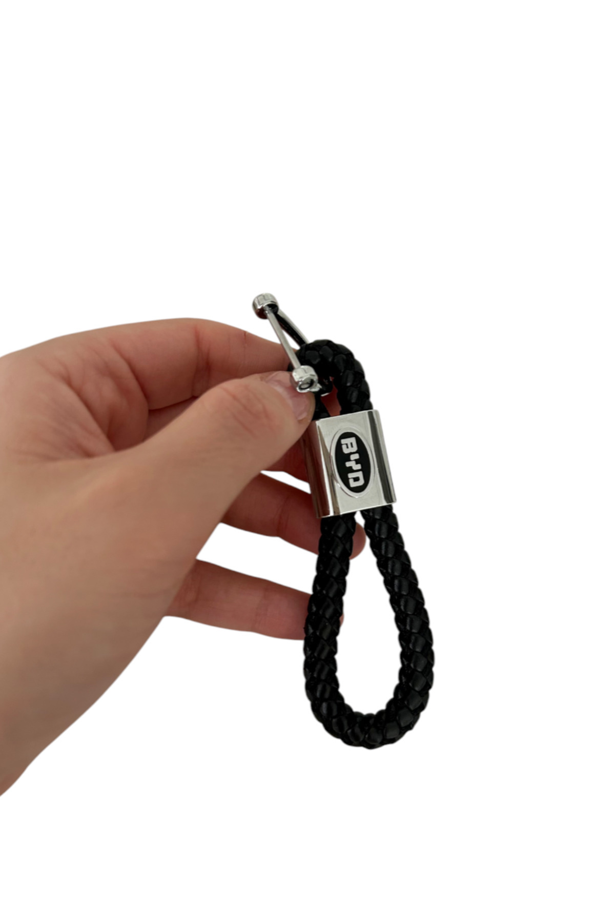 RoseTR-Black Leather Braided Byd Keychain Accessory Compatible with Han Seal 1