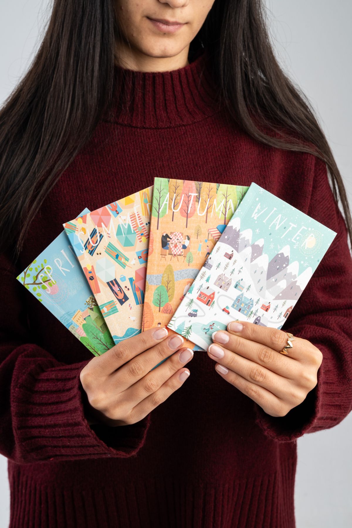 Fly Notes-10-15 cm 64 Sheets Unlined School Notebook Set - Mini Notepad, Seasons Series 5