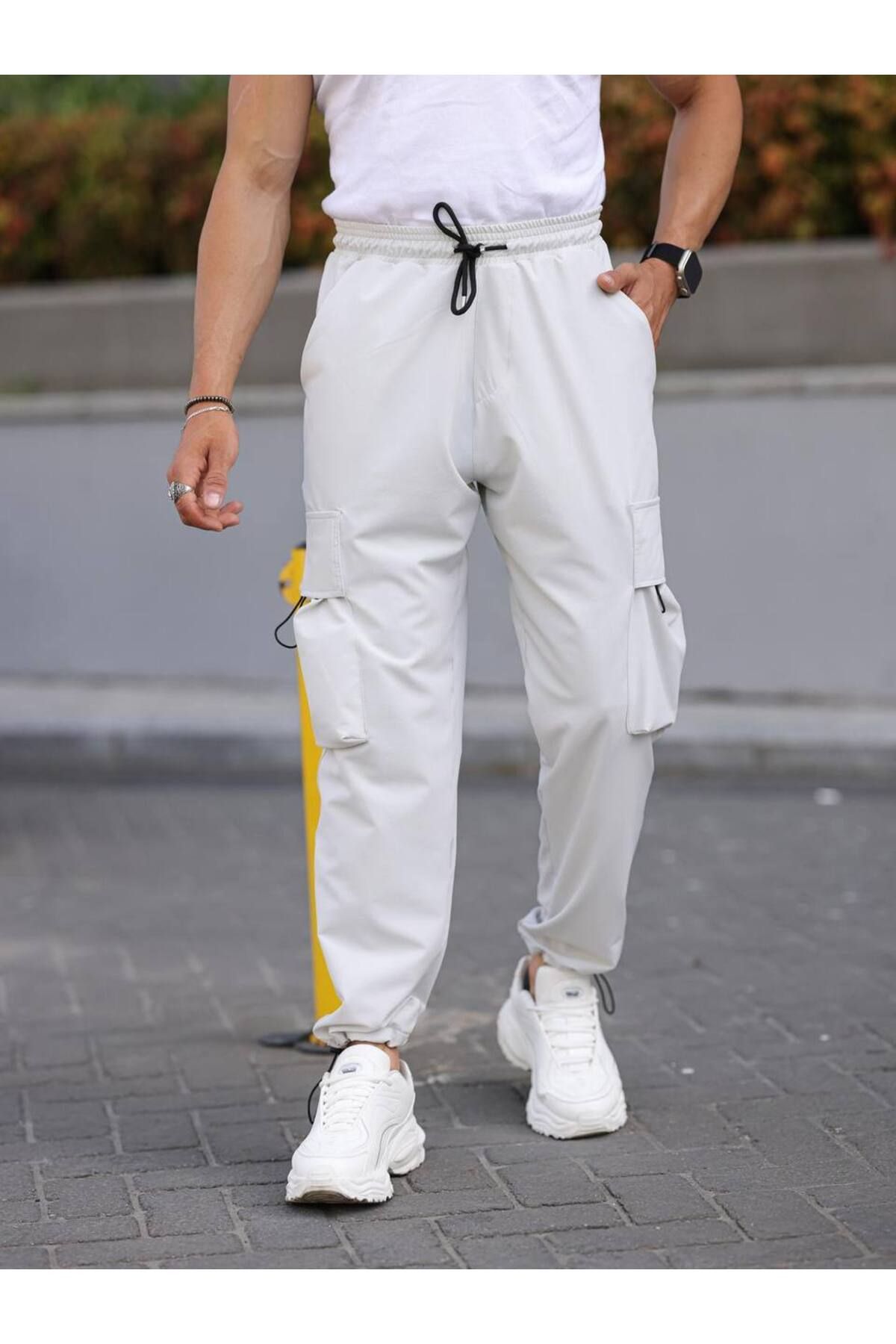 Dr Dnm Remix-Men's Cargo Pants with Elastic Waist and Tie 2