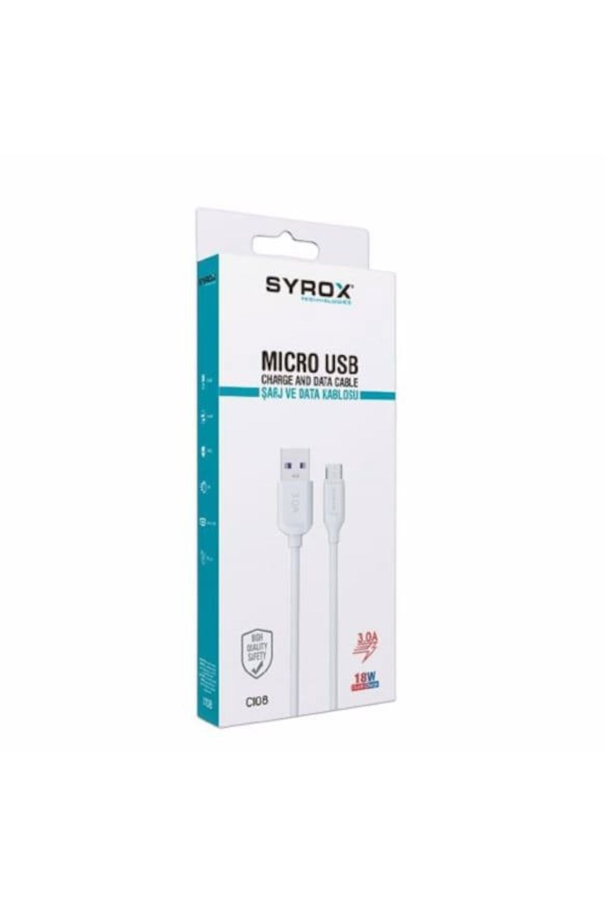 Store Syrox C108 Micro Usb Hızlı Şarj Ve Data Kablosu 1mt 3.0a 18w Beyaz