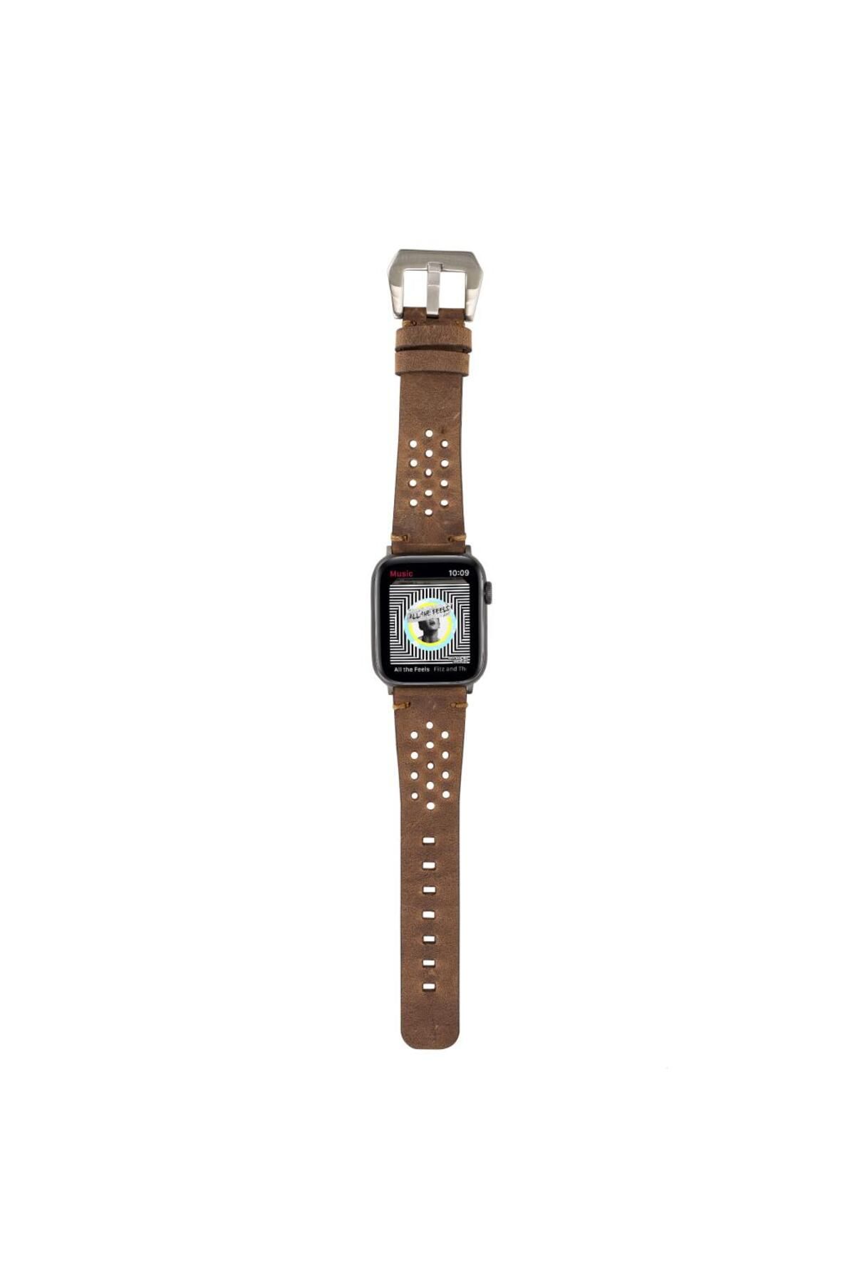 ساعت هوشمند VIGO SPORT BUCKLE APPLE مچی چرمی KORDON 42 44MM G2 قهوه bouletta