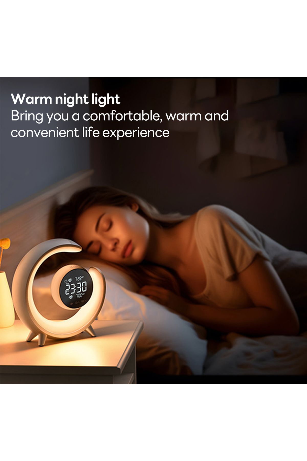 sharpdo-Home RGB Bedside Lamp Ambient Light with Dual Alarm Clock and Dual Wake-Up Touch Function 20W 6