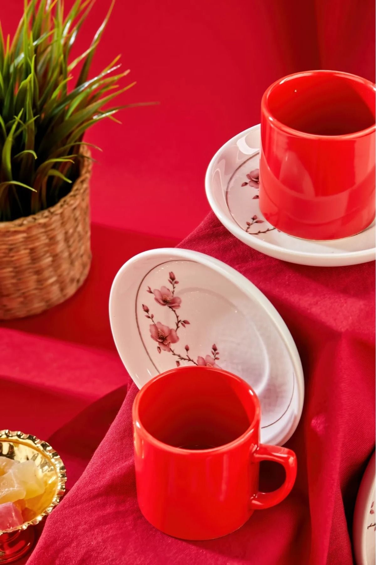 voles-Nora Red Coffee Cup 12 Pieces for 6 Persons 4