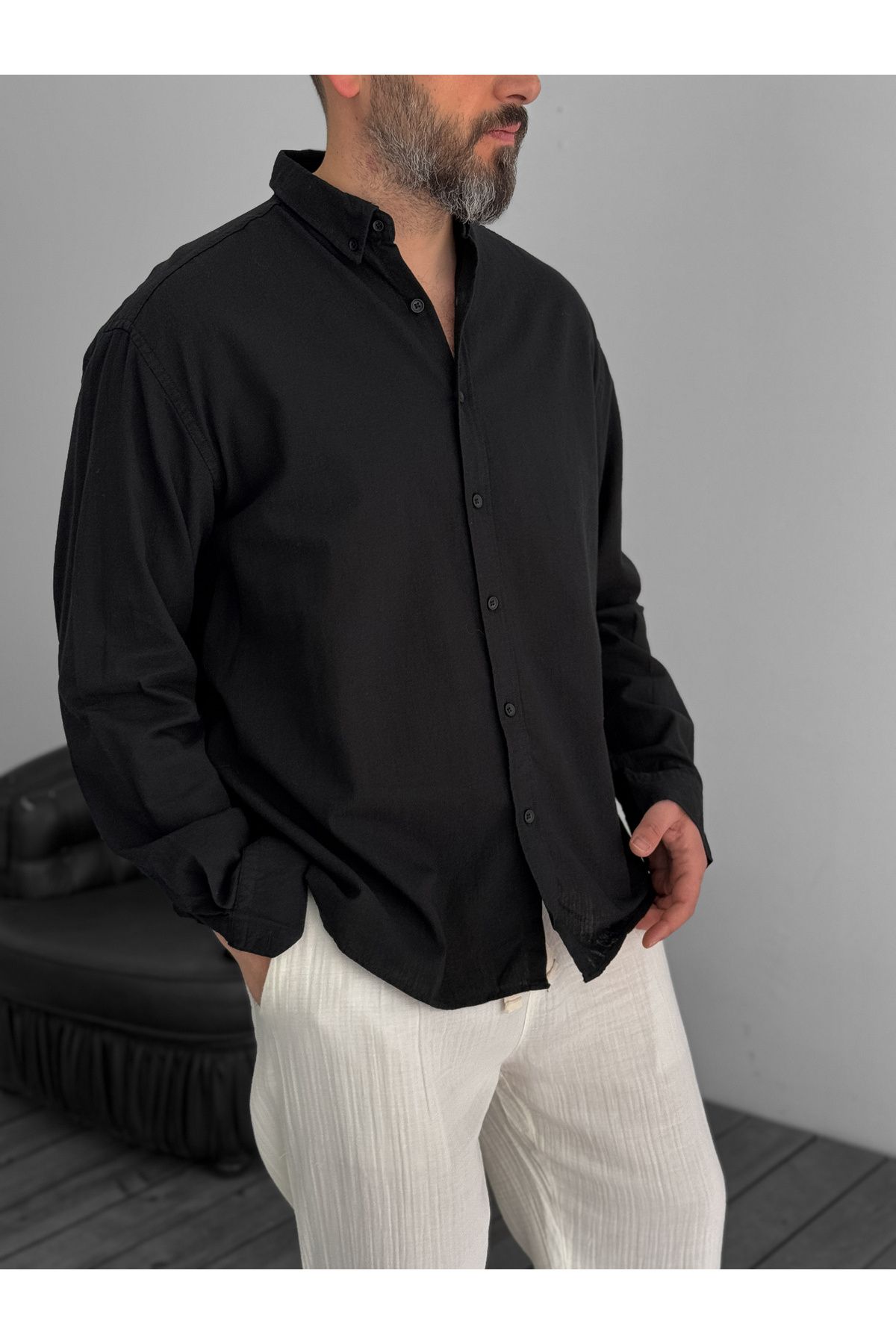 BYBASICMAN-Black Fresh Fabric Basic Shirt G-5138/12 3