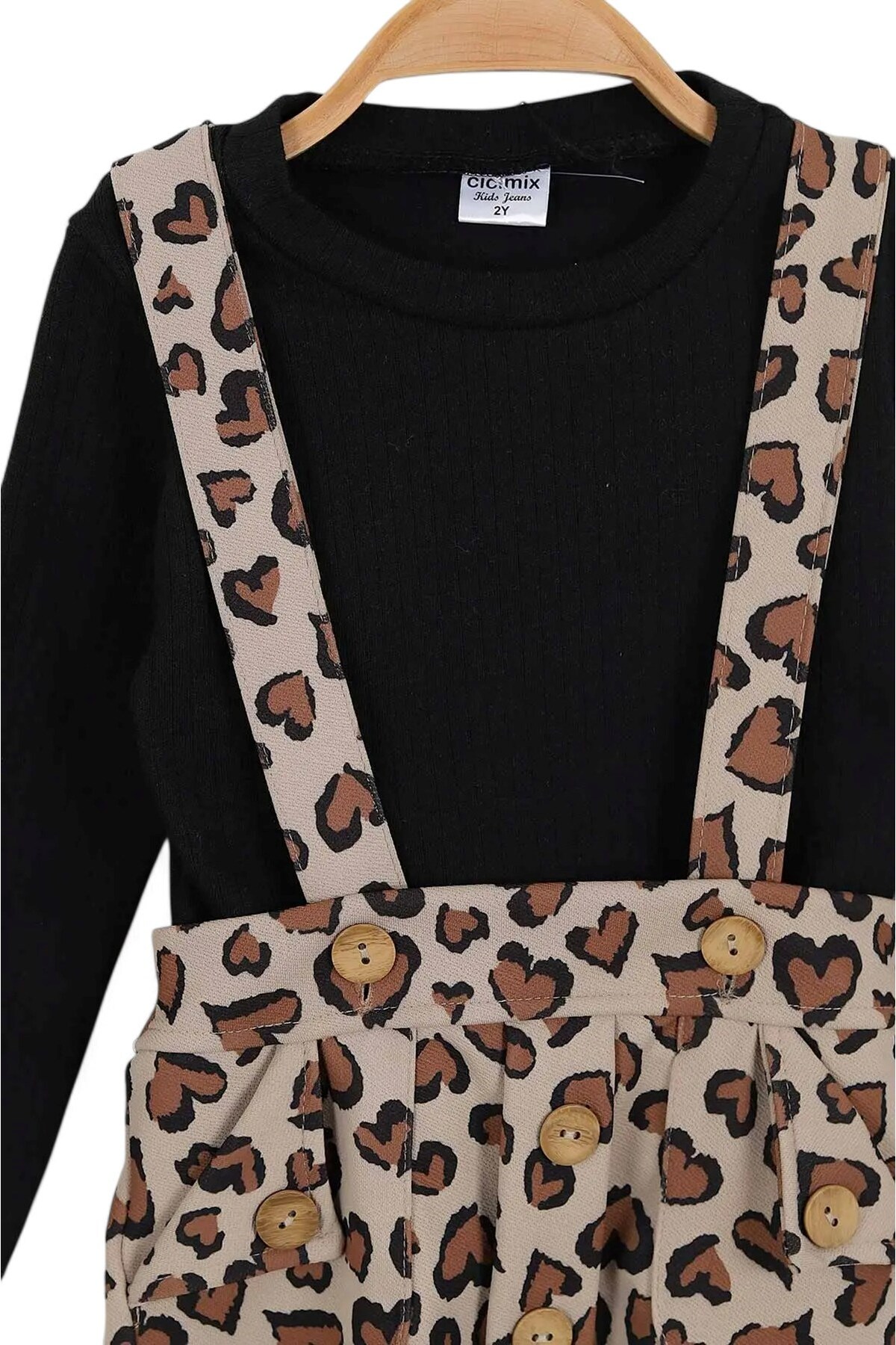 Ege Bebek Kız Çocuk Fitilli Siyah Badili, Leopar Desenli Jile Elbise, 2-3-4-5 Yaş Kız Çocuk Elbisesi fotoğrafı 5 (önizleme)