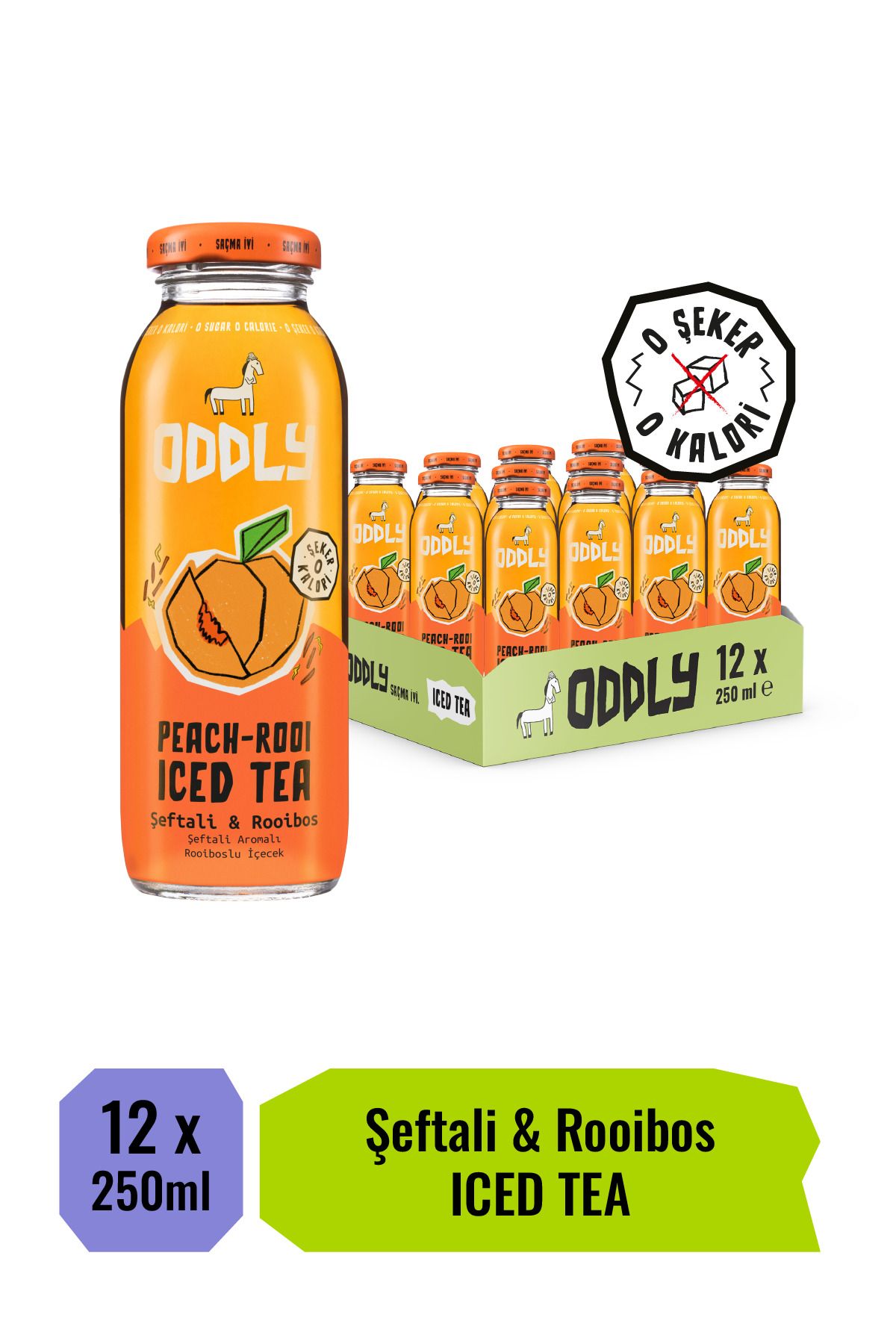 ODDLY PEACHROOI SOĞUK ÇAY CAM ŞEFTALİ ROOIBOS - 0 ŞEKER & 0 KALORİ 250 ML X 12 ADET