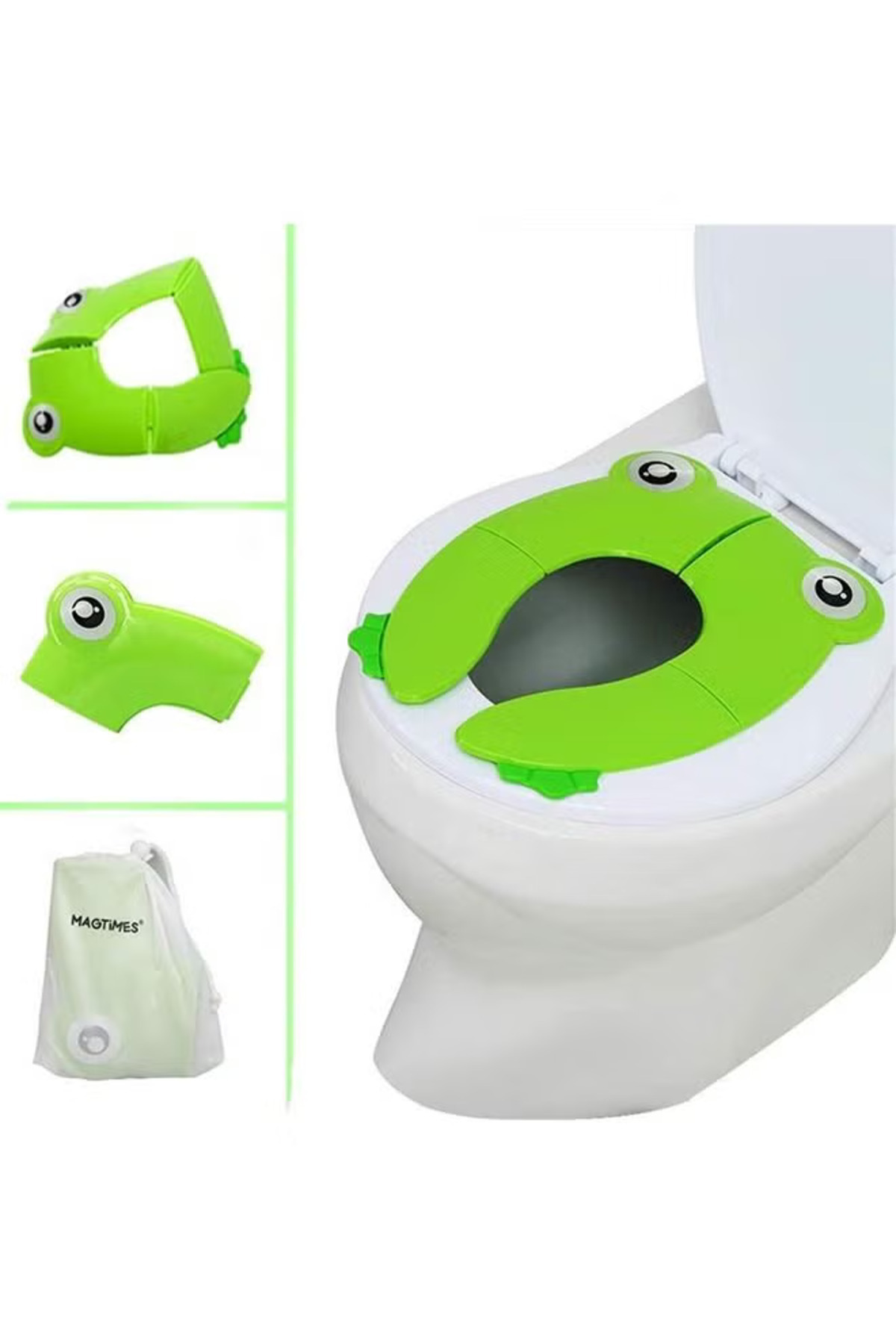 Yelajoy-Kids Toilet Seat Cover,Portable Large Non Slip Silicone Pads Foldable,for Toddlers Kids,Green 3