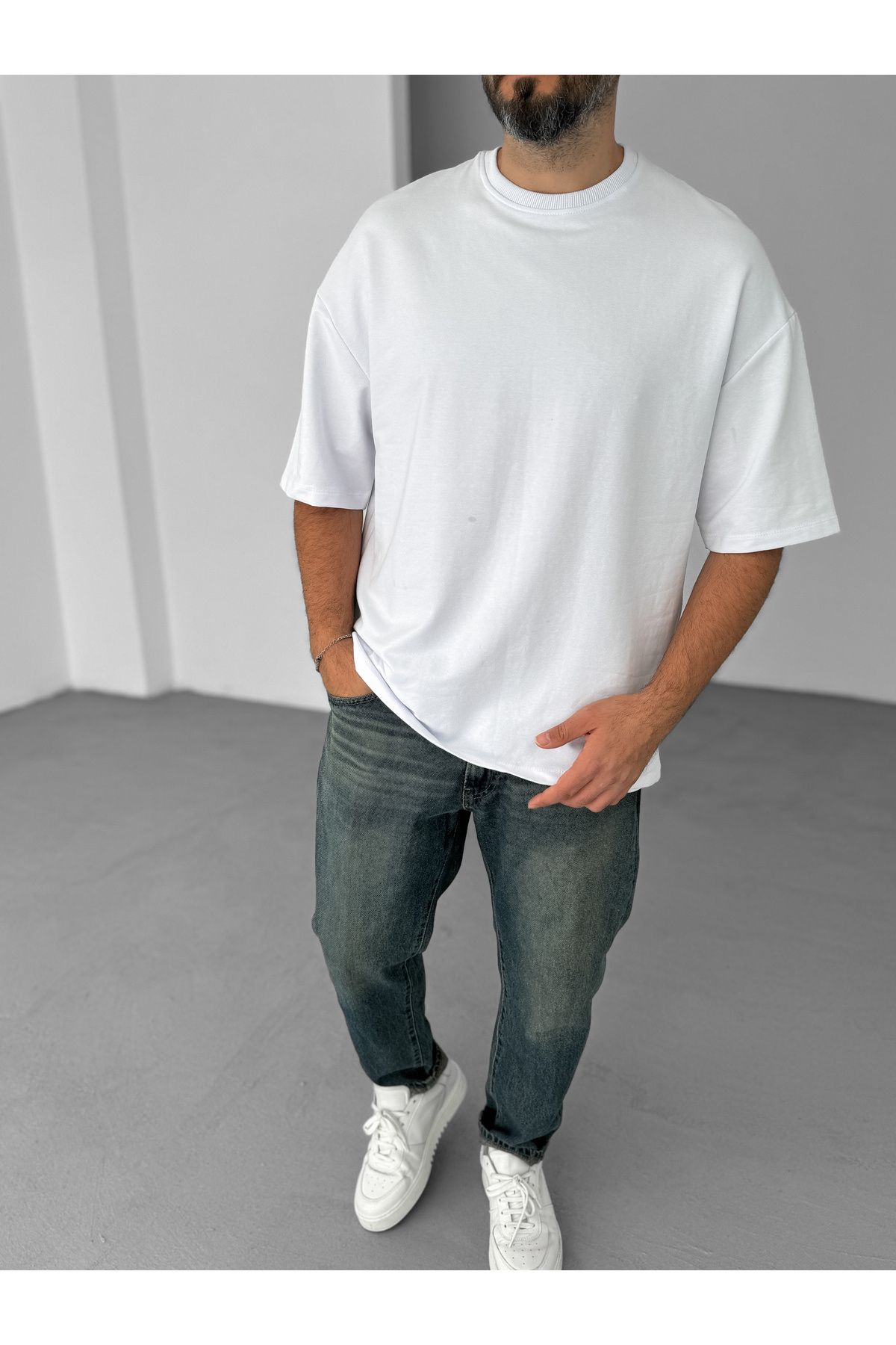 BYBASICMAN-Λευκό απλό μπλουζάκι με δύο κλωστές Basic BY-060 2