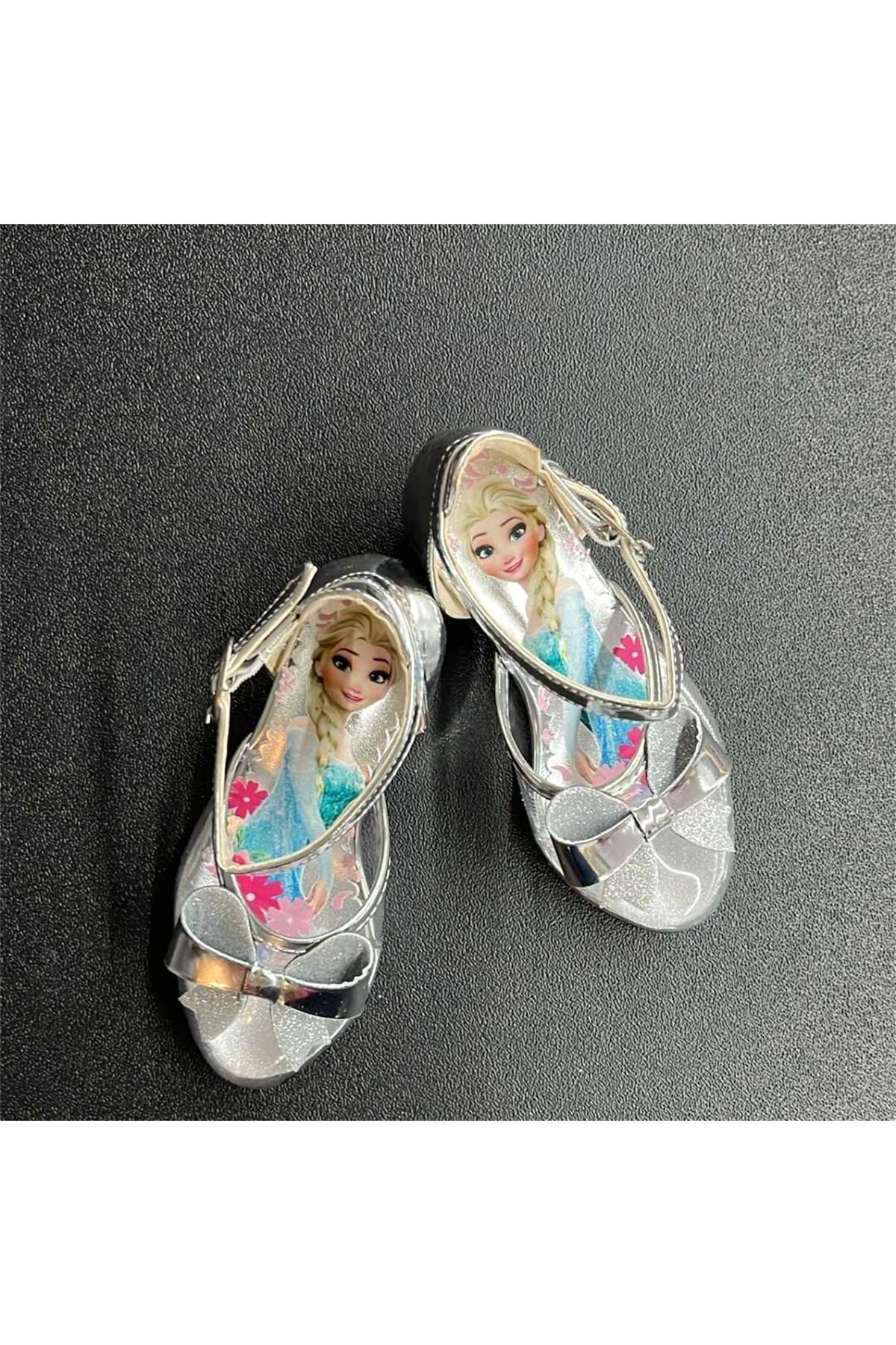 jadeer-Sema Girl Elsa Heeled Bow Shoes Silver 26-30 E124 3