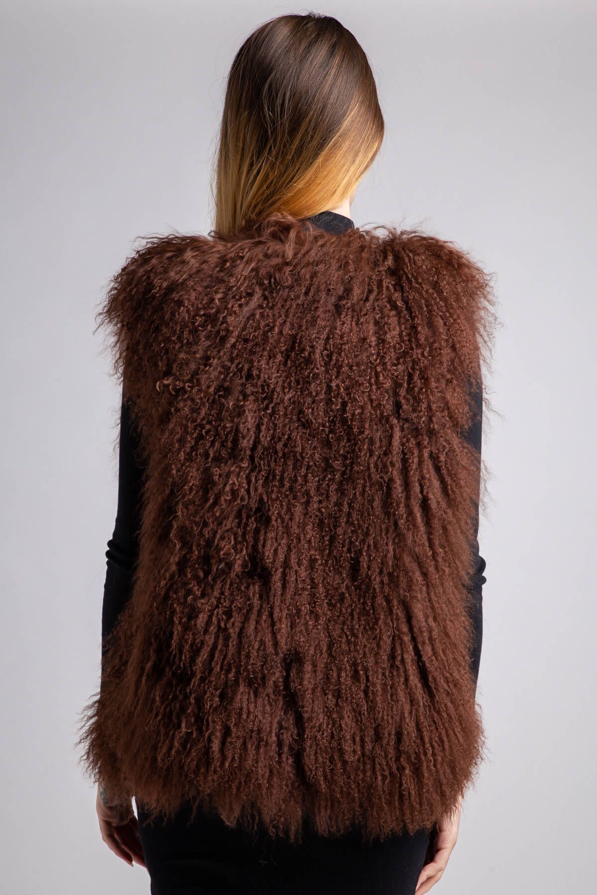 Deriderim-Chestnut Women's Nell Mohair Feather Loose Cut Vest 3